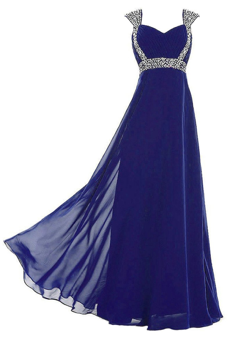 Vestido de noche para mujer, de gasa, con perlas largas, formales, para bailes o fiestas