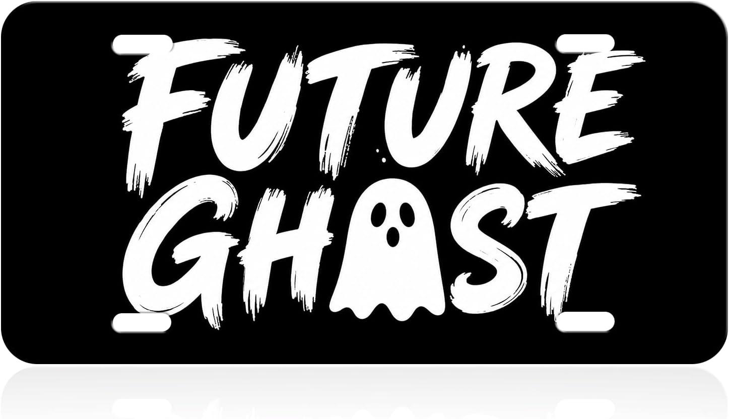 Future Ghost Aluminum License Plate, Cute Halloween 6x12 Wall Decor