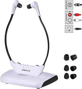SIMOLIO Digital Wireless Headphones for TV with Optical In, TV Hearing Assistance Devices, Wireless Earbuds for Hearing Impaired TV Listening, Wireless Headset for Smart TV, TV Sound Amplifier SM-823D