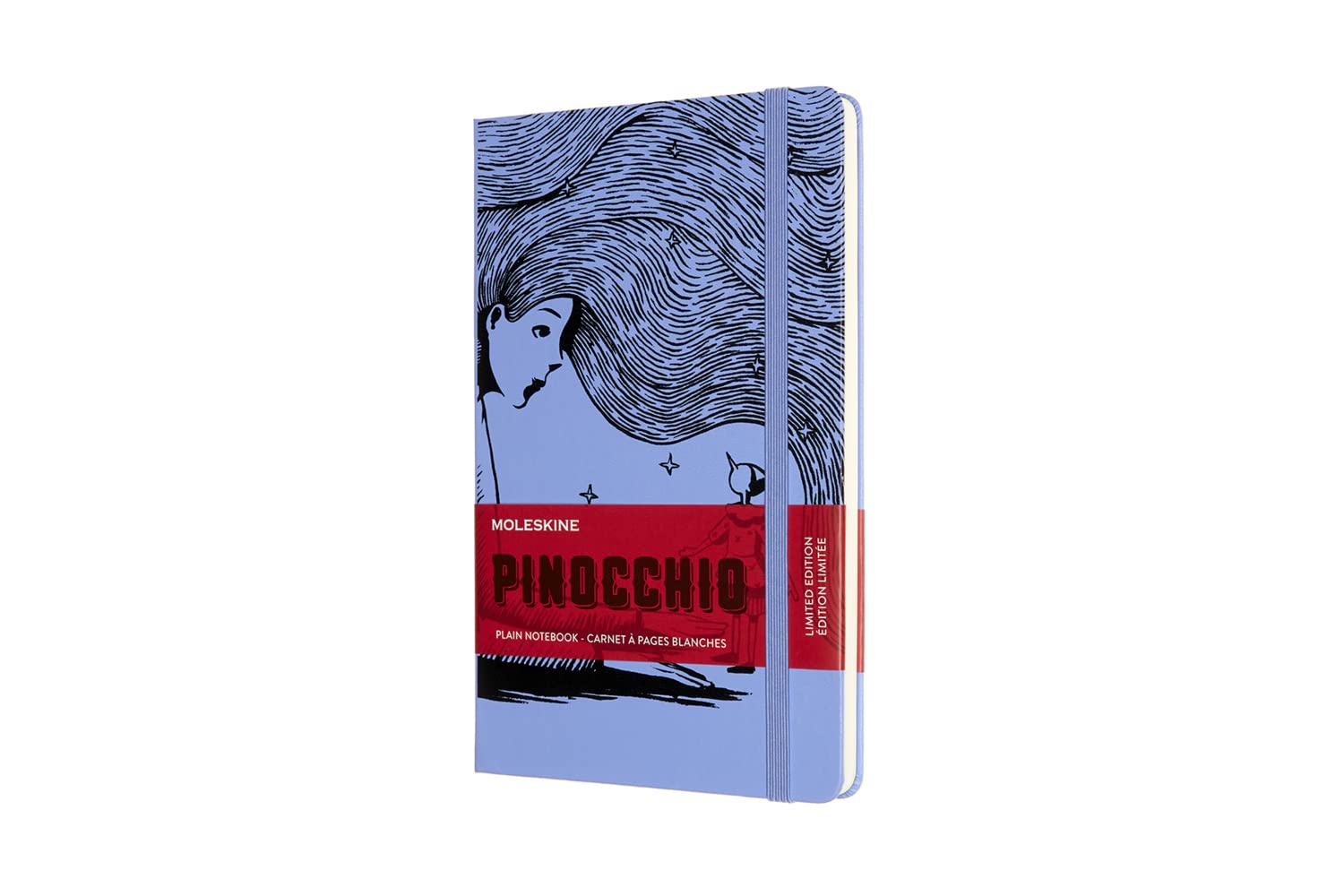 Limited Edition Pinocchio Notebook, Large, Plain, The Fairy, Hard Cover (5 x 8.25)