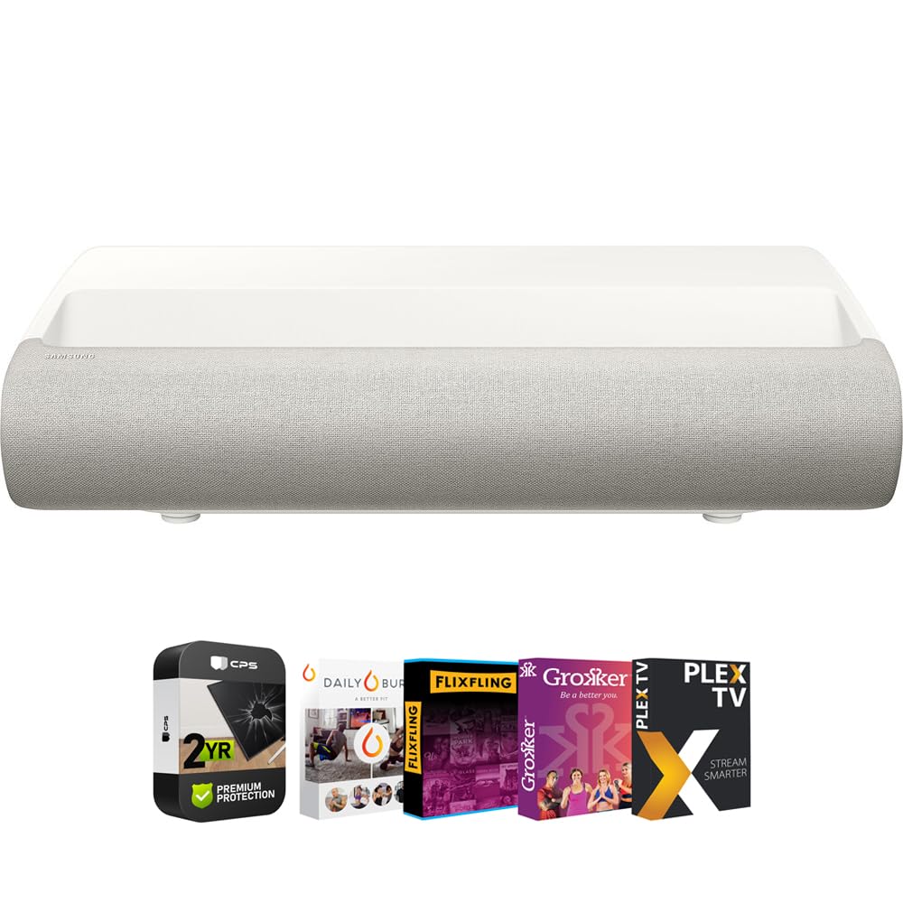 Samsung SP-LPU9DSAXXZA 130" LPU9D 2500 Lumen Premiere Ultra Short Throw 4K Smart TV Laser Projector Bundle with 26 Month CPS Enhanced Protection Pack and Premiere Movie Streaming Package