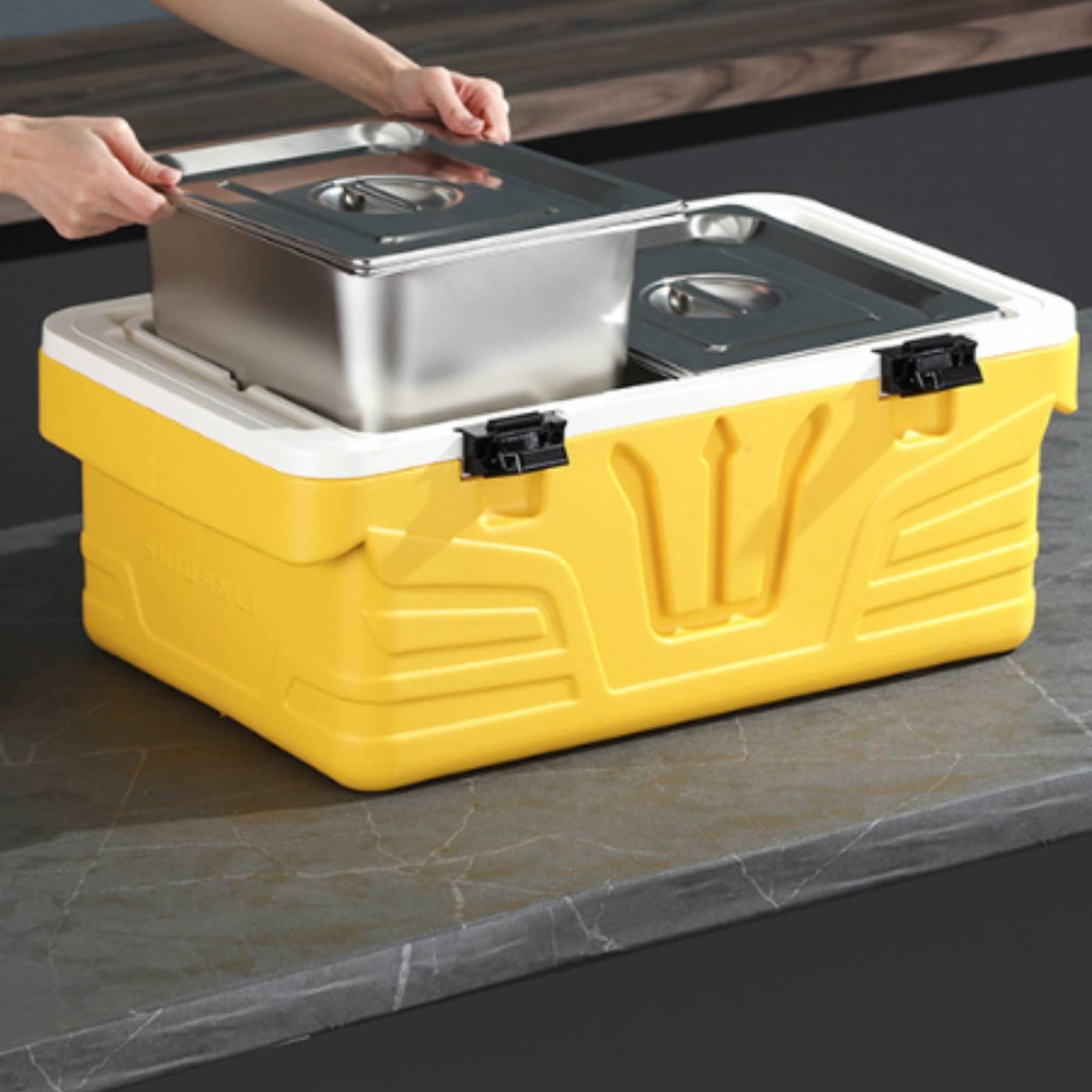 Box Termico con Interno in Acciaio Capiente Contenitore Isotermico con Coperchio Pratico Contenitore Isotermico per