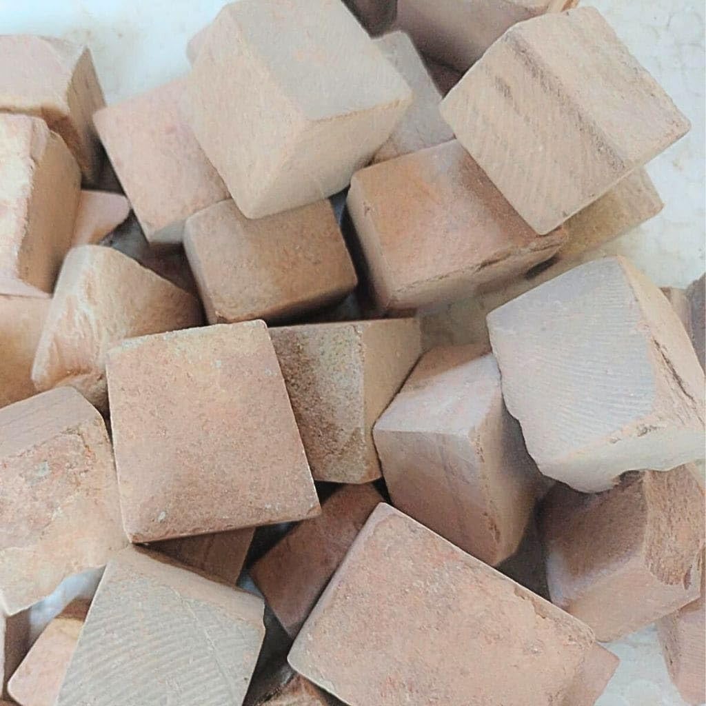 VRINDAVANBAZAAR.COM Red Shale Cubes Clay 500gm- Pottery Clay Cubes for Art Craft Sculpting Hand Modeling DIY Projects, Raw Pieces for Sculpture Decorative Art Ceramic Studio Use