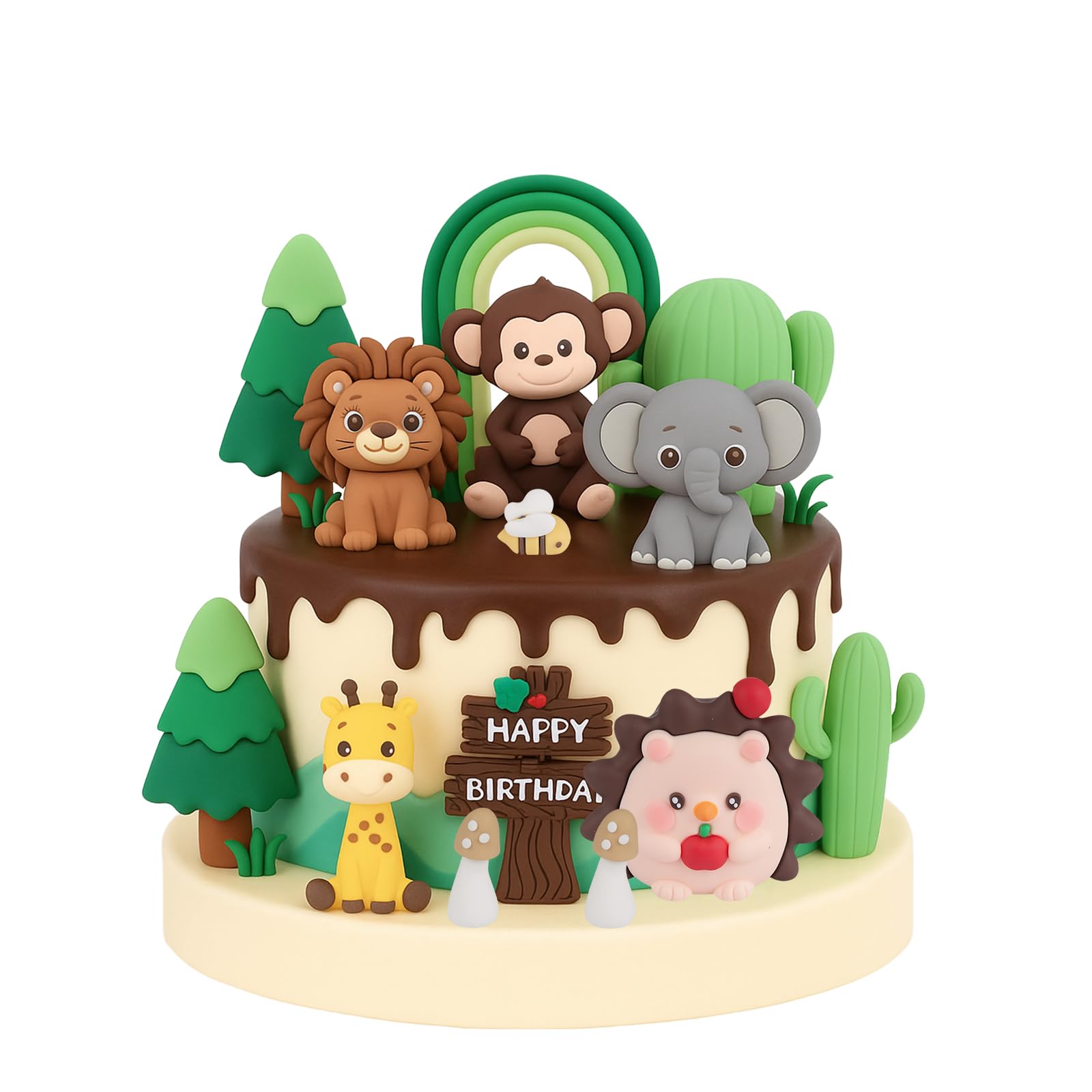 14pcs Realistic Wild Animal Cake Toppers - Reusable Wild Animal Cake Decoration, Monkey Giraffe Theme Party Decorations, Cake Topper Wild Animals for Baby Birthday