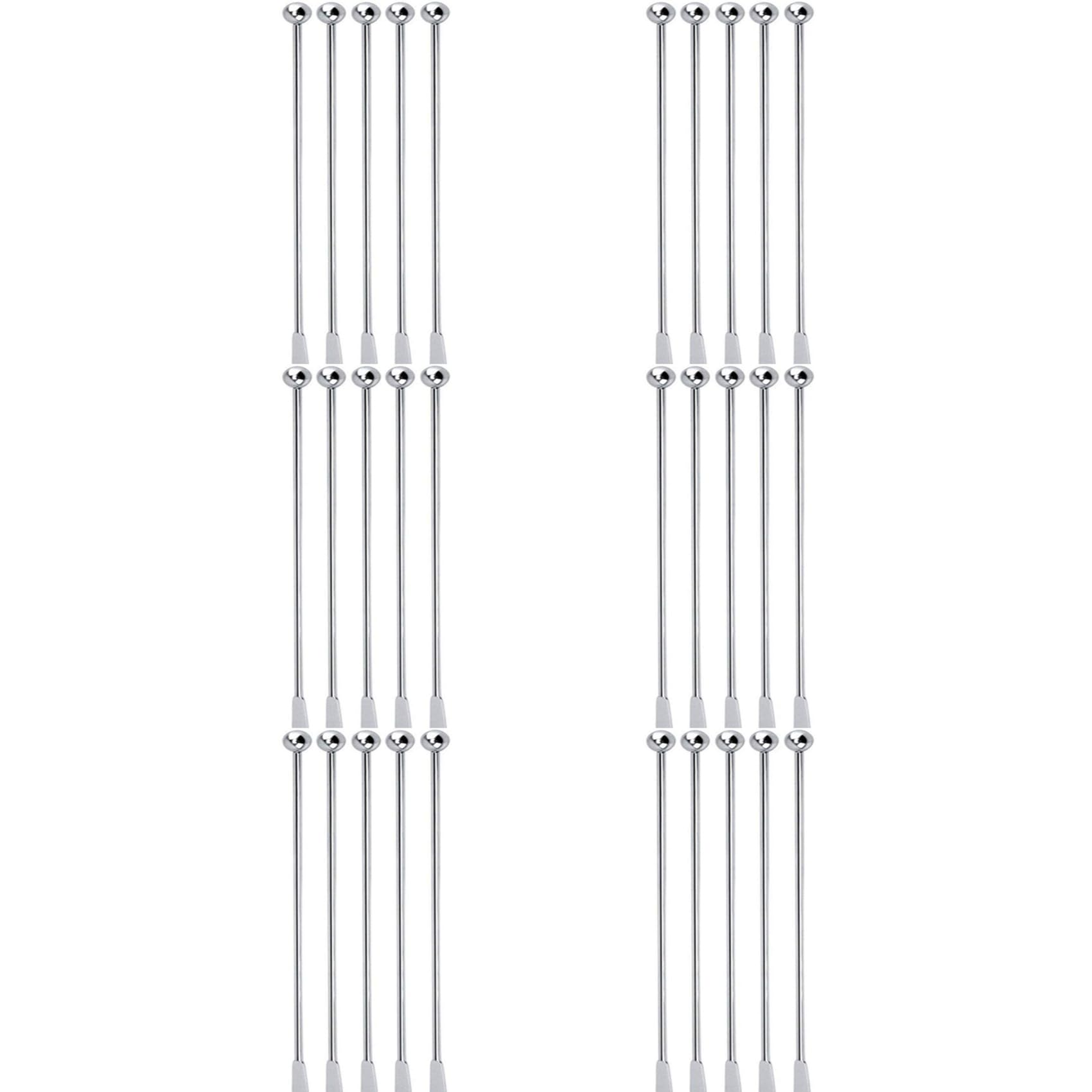 Hndhbfgrt 30 Pcs Reusable Swizzle Sticks Coffee Stirrers Beverage Stir Sticks Stainless Steel Sticks Silver Straight Rod Blender