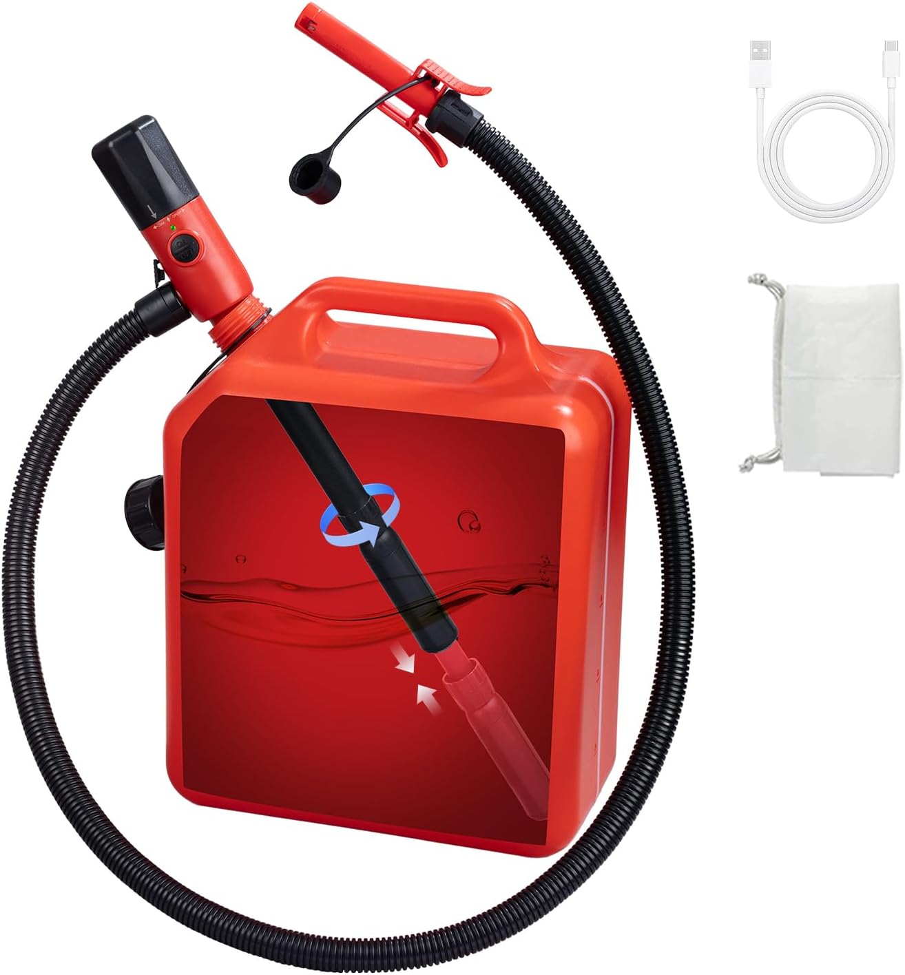 - Fuel Transfer Pump with Auto-Stop, USB & Battery Powered, Leak-Proof Portable Gas Can Pump, 51" Hose & Retractable Pipe for Gas, Diesel, Oil(201A-USB)