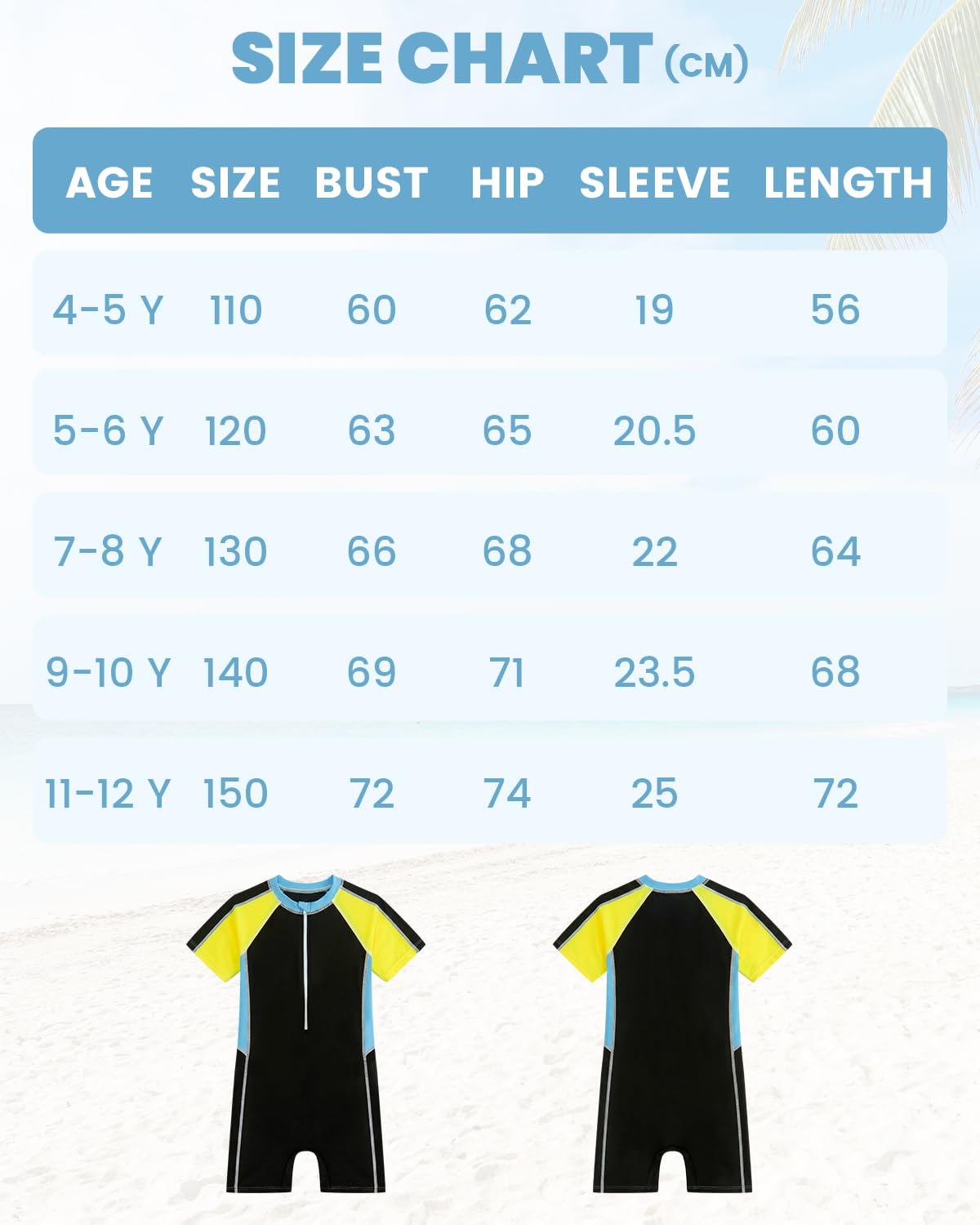JiAmy Maillot de bain une pièce Rashguard à manches courtes pour garçon - Séchage rapide - Protection UV - Avec fermeture éclair sur le devant - Couleurs contrastées - Pour la plage et la piscine