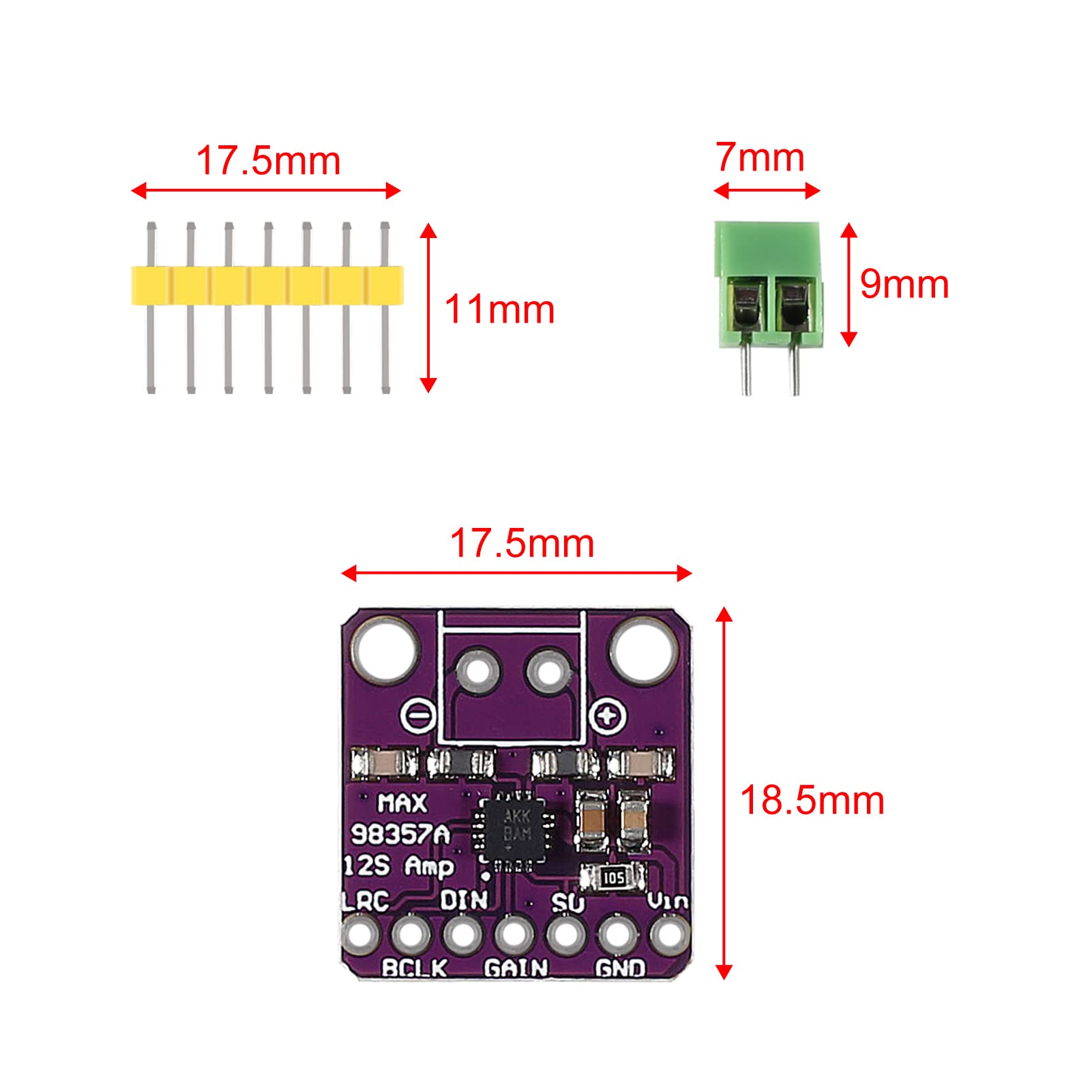 RAKSTORE MAX98357 I2S 3 W Klasse D Verstärker Breakout Interface DAC Decoder Modul Filterlos Audio Board für Raspberry Pi ESP32 RAKSTORE MAX98357 I2S 3 W Klasse D Verstärker Breakout Interface DAC Decoder Modul Filterlos Audio Board für Raspberry Pi ESP32