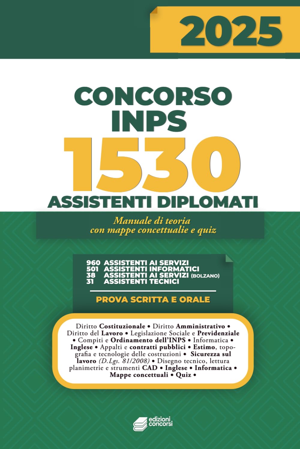 Concorso INPS per assistenti diplomati 2025: Manuale teoria con mappe concettuali e quiz