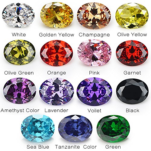 Pierre précieuse synthétique zirconium 5A ovale mélange 15 couleurs fabrication bijoux - 2