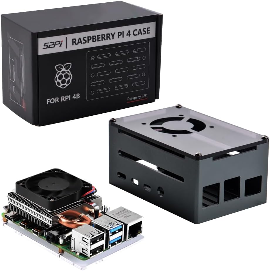Raspberry Pi 4 Metal Case with Raspberry Pi Low-Profile CPU Cooler(Black)
