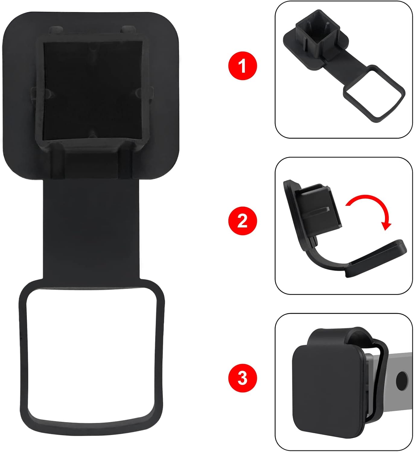 Dorhea Trailer Hitch Tube Cover 2'' Rubber Hitch Tube Cover Plug Cap Insert 2 inch Receivers Class 3 4 5 for Dodge Ram Porsche Benz Toyota Ford Jeep Chevrolet Nissan ATV UTV Polaris - Black