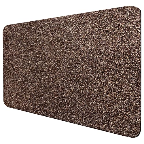 DOMOPRIMA® Fußmatte 60x40 cm Dunkelbraun – Waschbare Schmutzfangmatte aus Mikrofaser, rutschfest und extra saugstark, 7 mm flach, Türmatte für Eingang, Flur, Küche, Bad und Haustier