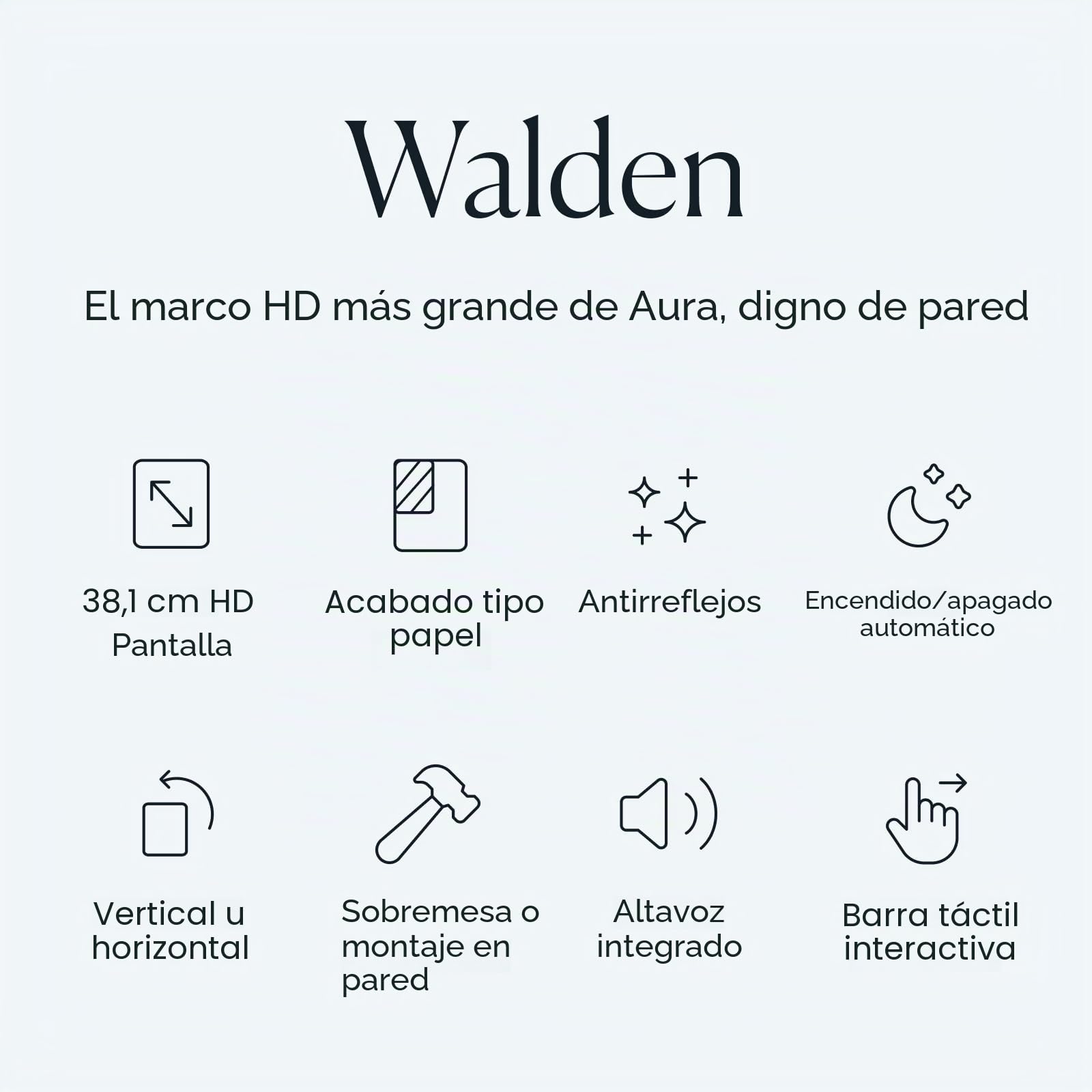 Aura Walden - Marco de Fotos Digital WiFi de 15 Pulgadas | El Mejor Marco Digital de Wirecutter para Regalar | Envía Fotos Desde tu teléfono | Configuración rápida y fácil en la aplicación Aura |