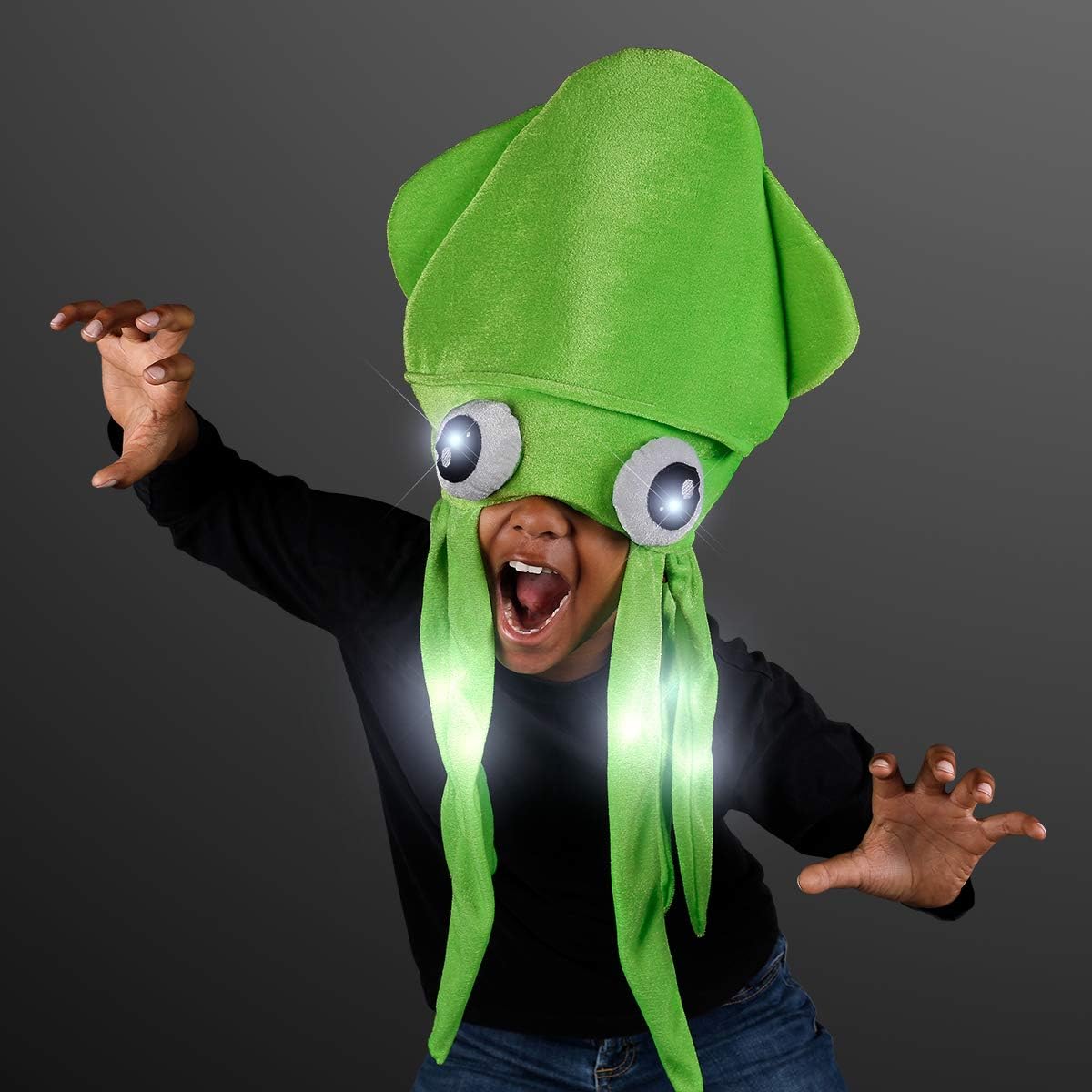 FlashingBlinkyLights Set of 4 Flashing Light Up Silly Squid Hats