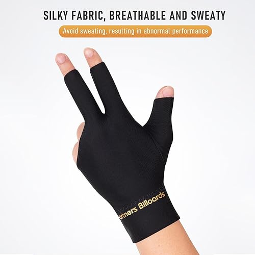 Miniatura 4 de Guantes de billar para mano izquierda, guantes de billar transpirables elásticos de 3 dedos, guantes de billar de tamaños populares universales para