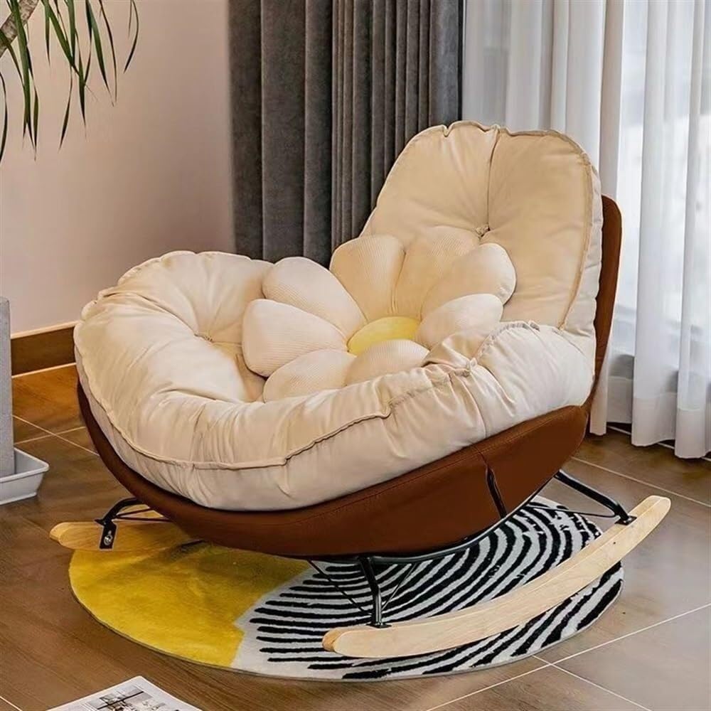 Rocking Chair Comfy Armchair Lazy Sofa Chair Modern Upholstered Rocking Chair, Stylish Lounge Chair, Sofa Recliner, For Living Room, Bedroom(Brown)