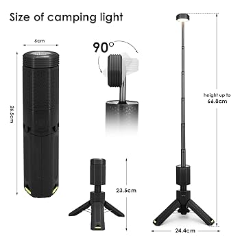 Camping Lights, BICKON 60 LEDs Ultra Bright & 25H Battery Life Camping Lantern Rechargeable, 5 Lighting Modes 15%~100% Brightness Adjustable Tent Lights For Camping, Emergency, Fishing, Garden, Hiking