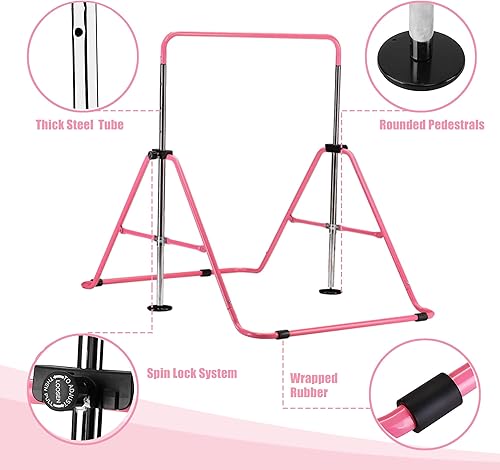 Miniatura 4 de PUPZO Barra de gimnasia ajustable en altura horizontal Kip Bar plegable para niños