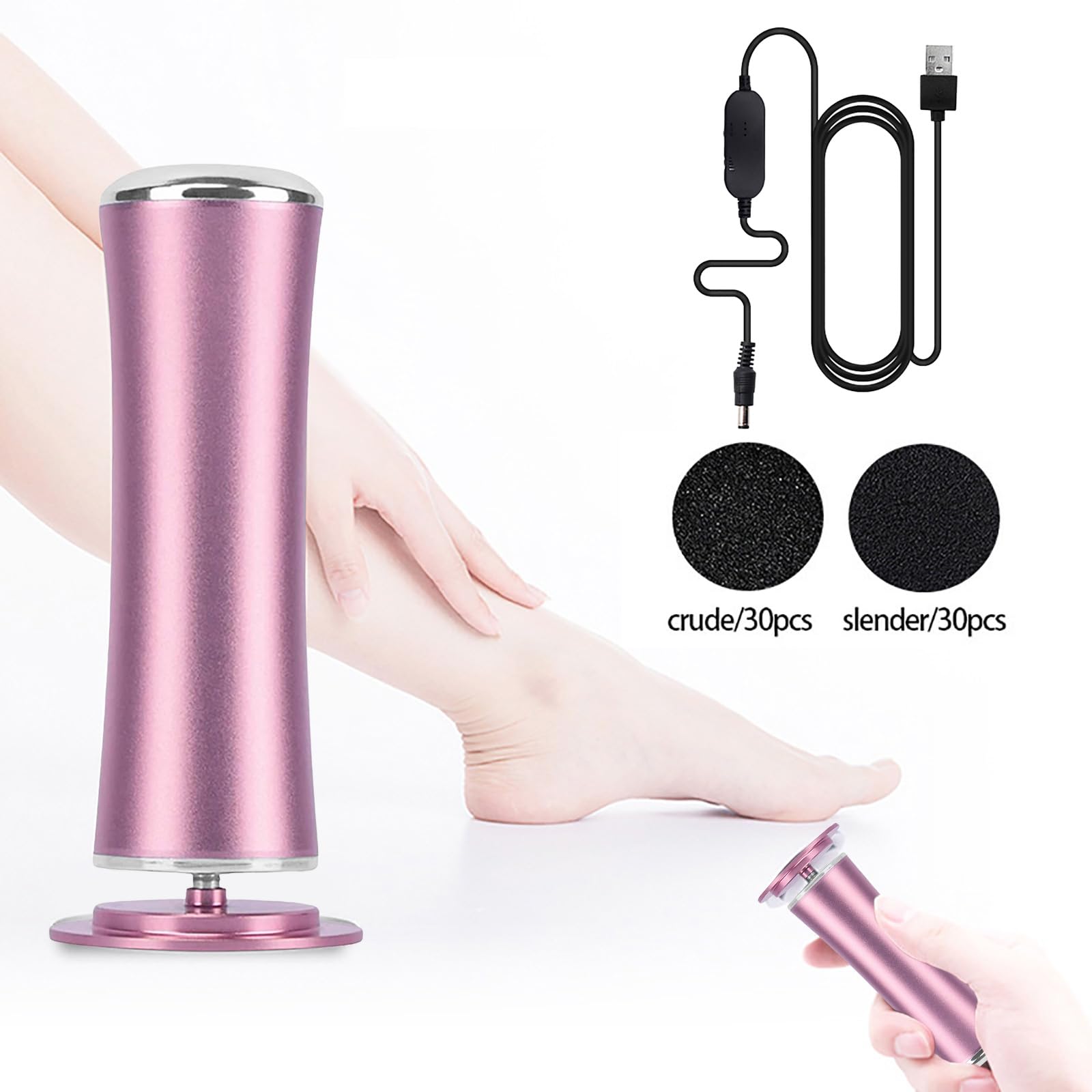 𝗠𝗶𝗲𝗹𝗹𝗲 Glow Pied, Honey Glow Pied, Rape Pieds Électrique Avec 60 Tampons Glide, Ponceuse Pied pour Callosités Peaux Mortes Pieds Gercés, Vitesses Réglables, pour Femmes Hommes Pédicures (Rose)
