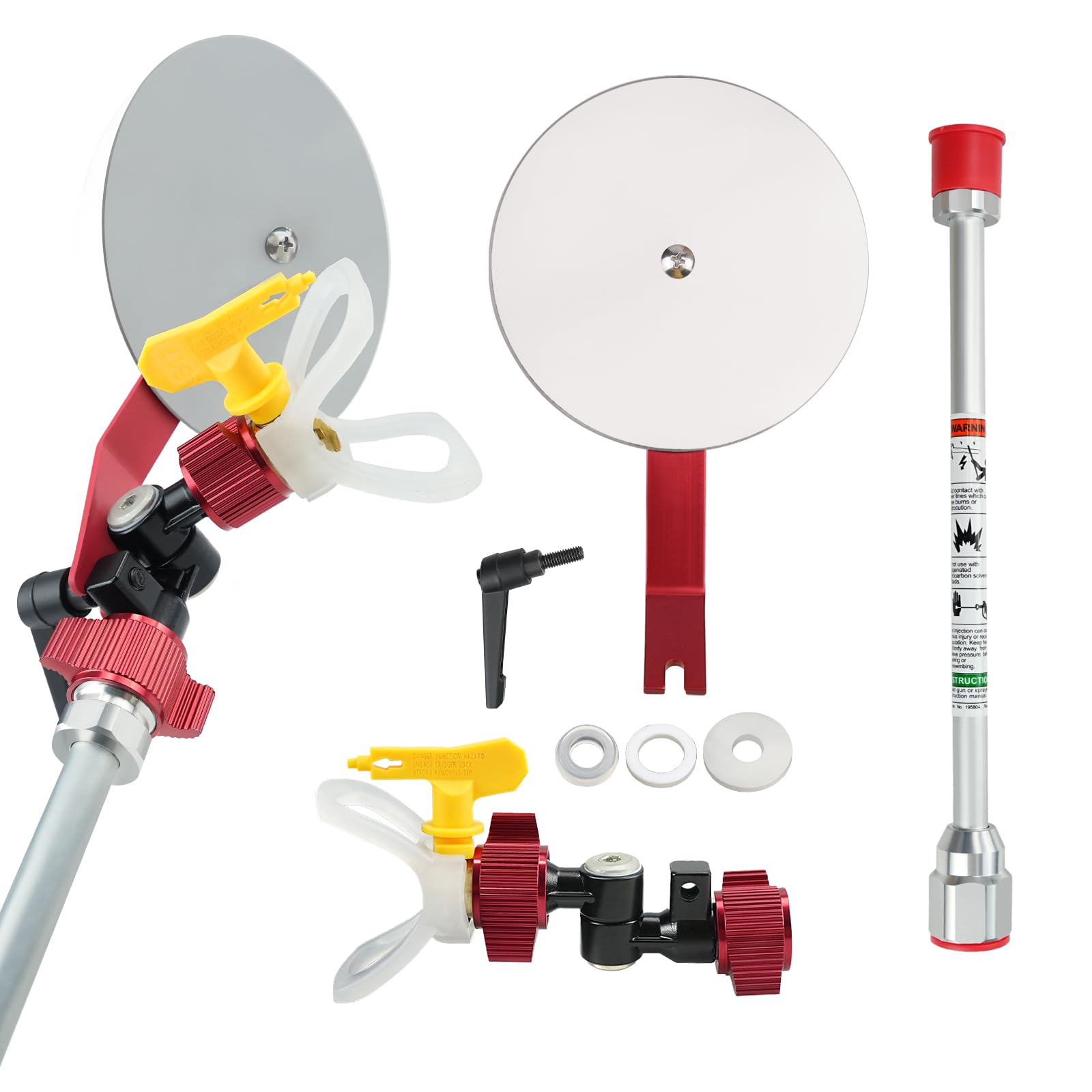 Airless Spray Paint Edger Guide Accessory Tool with Hand Screw Universal Head, 517 Nozzle Tip and 11.8 Inch Extension Pole Rod