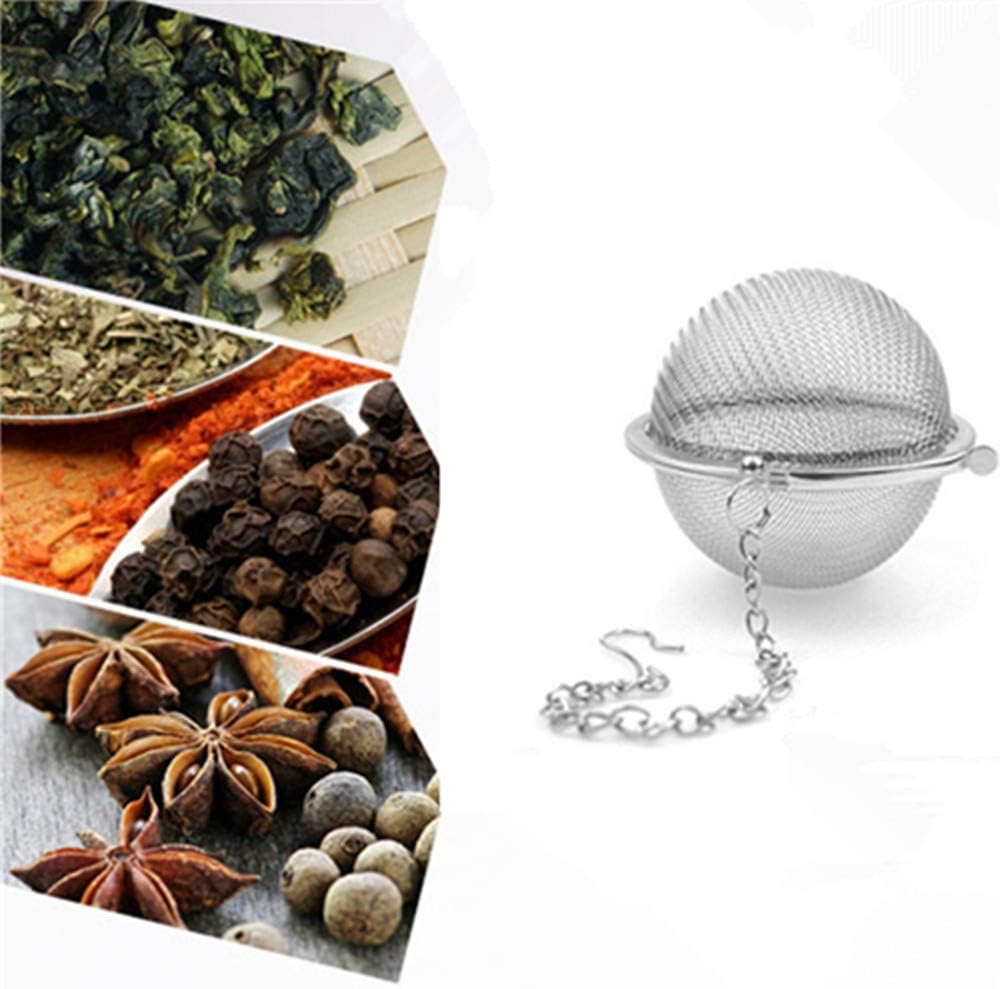 6pcs Stainless Steel Tea Strainer Mesh Tea ball Filter Net Round With Chain