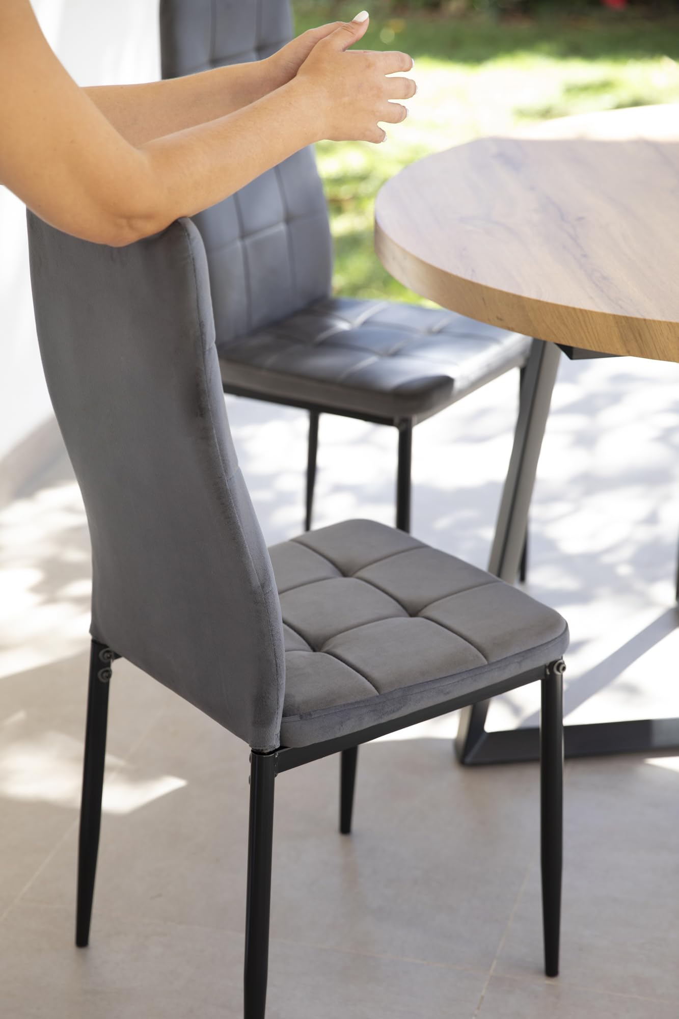 DUPI Pack 4 Sillas Comedor Denia, Silla Tela, Silla Patas de Metal (4 Unidades Gris)