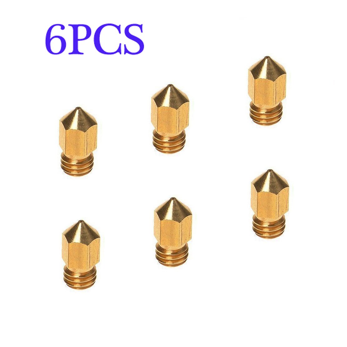 3D Printer Head(6PCS),6PCS 3D Printer 0.4mm Extruder Brass Nozzle Print Head for MK8 1.75mm ABS PLA Printer(0.4mm)
