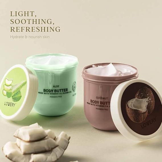 Body Butter for Women Gift Set 6 Whipped Body Creams W Shea Butter, Jojoba Oil & Vitamin E, Deep Moisturizing Body Lotion Collection, Coconut, Aloe, Olive, Shea, Lavender Jasmine, Almond Milk Honey