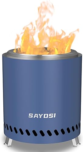 Hoguera sin humo para exteriores de 9.8 x 8.6 pulgadas con soporte, hoguera portátil de mesa, ideal para camping y patio trasero, chimeneas de leña