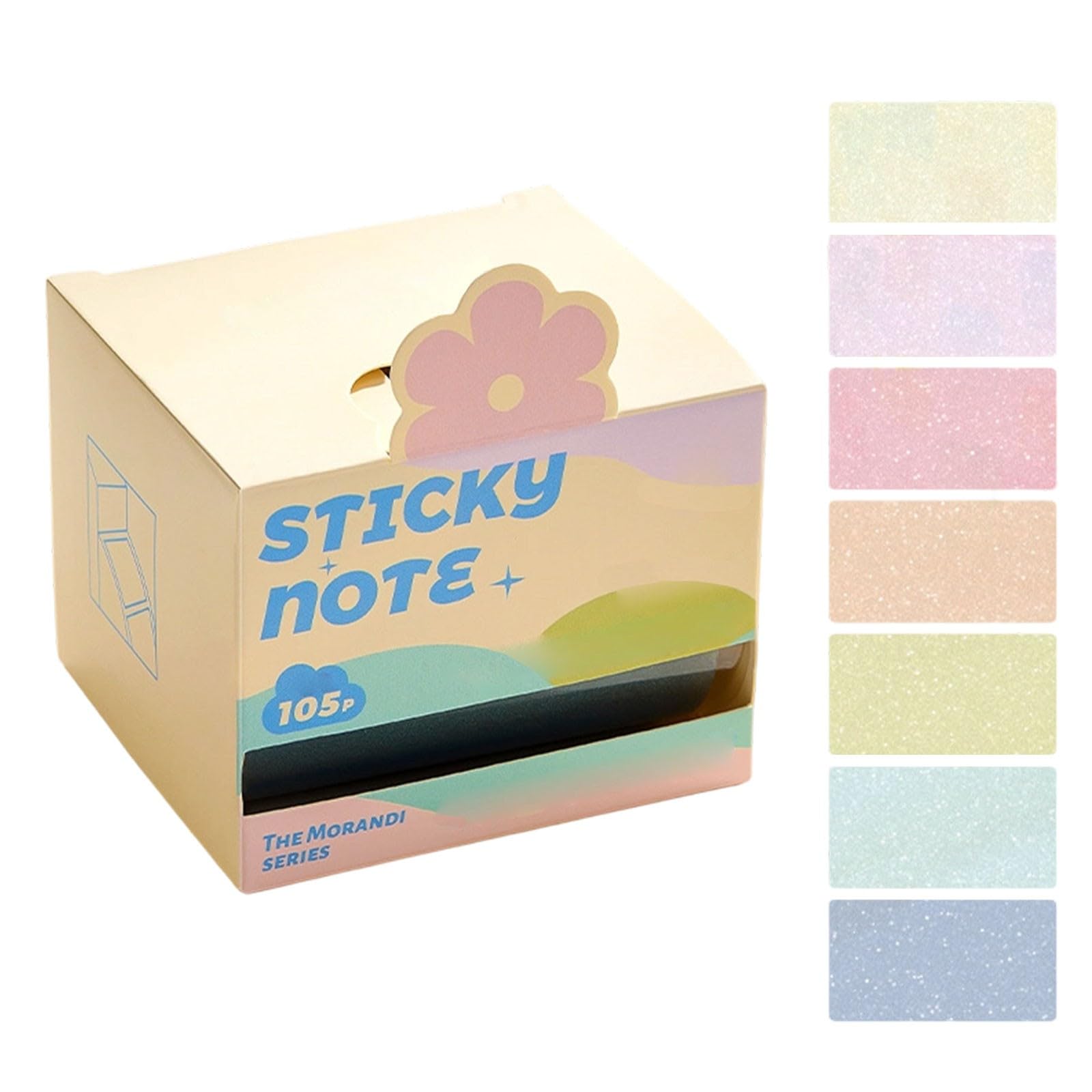 Transparent Sticky Notes, Glitter Pull-Out Cute Sticky Note Pads (Flower)