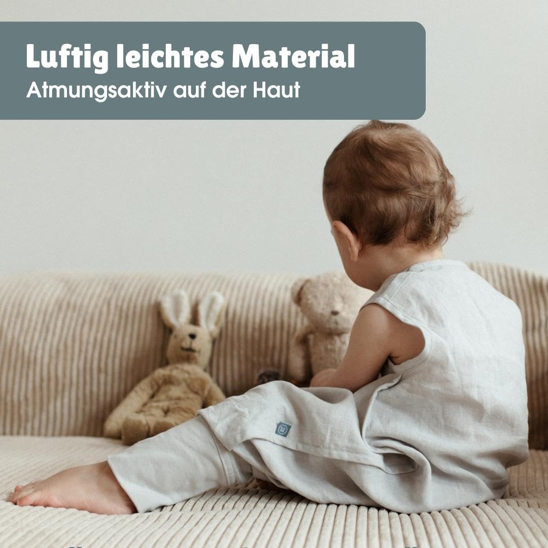 emma & noah Baby Schlafsack mit Füßen 0.5 TOG, Leinen Schlafsack mit Beinen für den Sommer, 100% Leinen, OEKO-TEX Zertifiziert, Stampelsack für Neugeborene