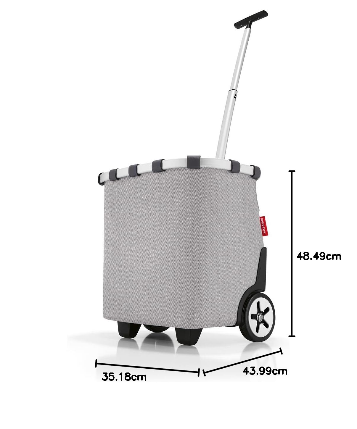 reisenthel carrycruiser Tragbarer Einkaufstrolley mit stabilem Aluminiumrahmen, Schultergurt und herausnehmbarer Netz-Innentasche Aus wasserabweisendem Material, Couleur: Herringbone Grey
