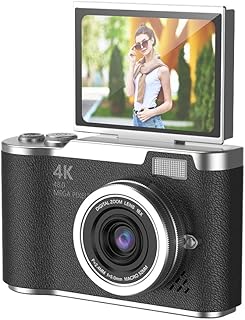 AMZLORD 4K Cámara Digital 48MP Portable CCD Camera 8X Regalización de Video de Video (Rosa)