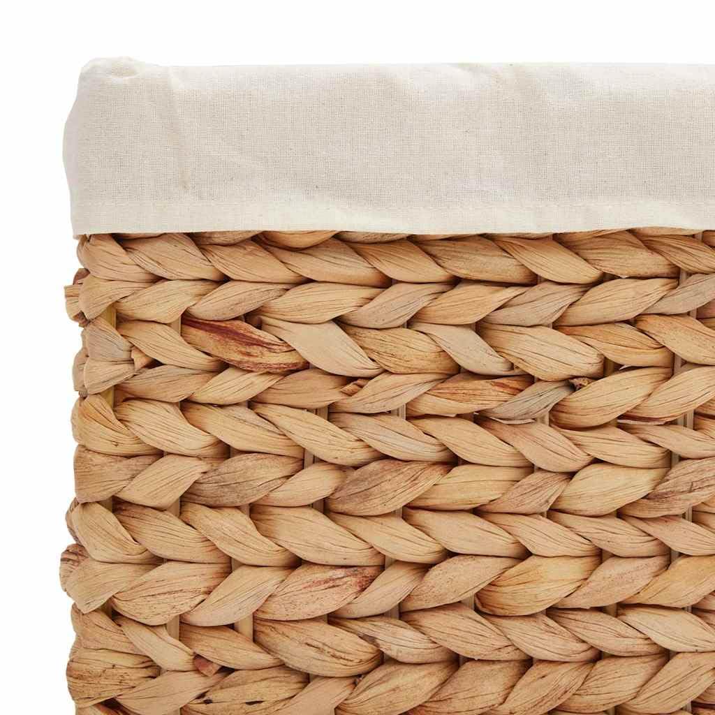 Fengshui Juego de 3 cestas de almacenamiento rectangulares de jacinto de agua natural, ideales para salón, dormitorio y oficina, con asas y forma resistente.