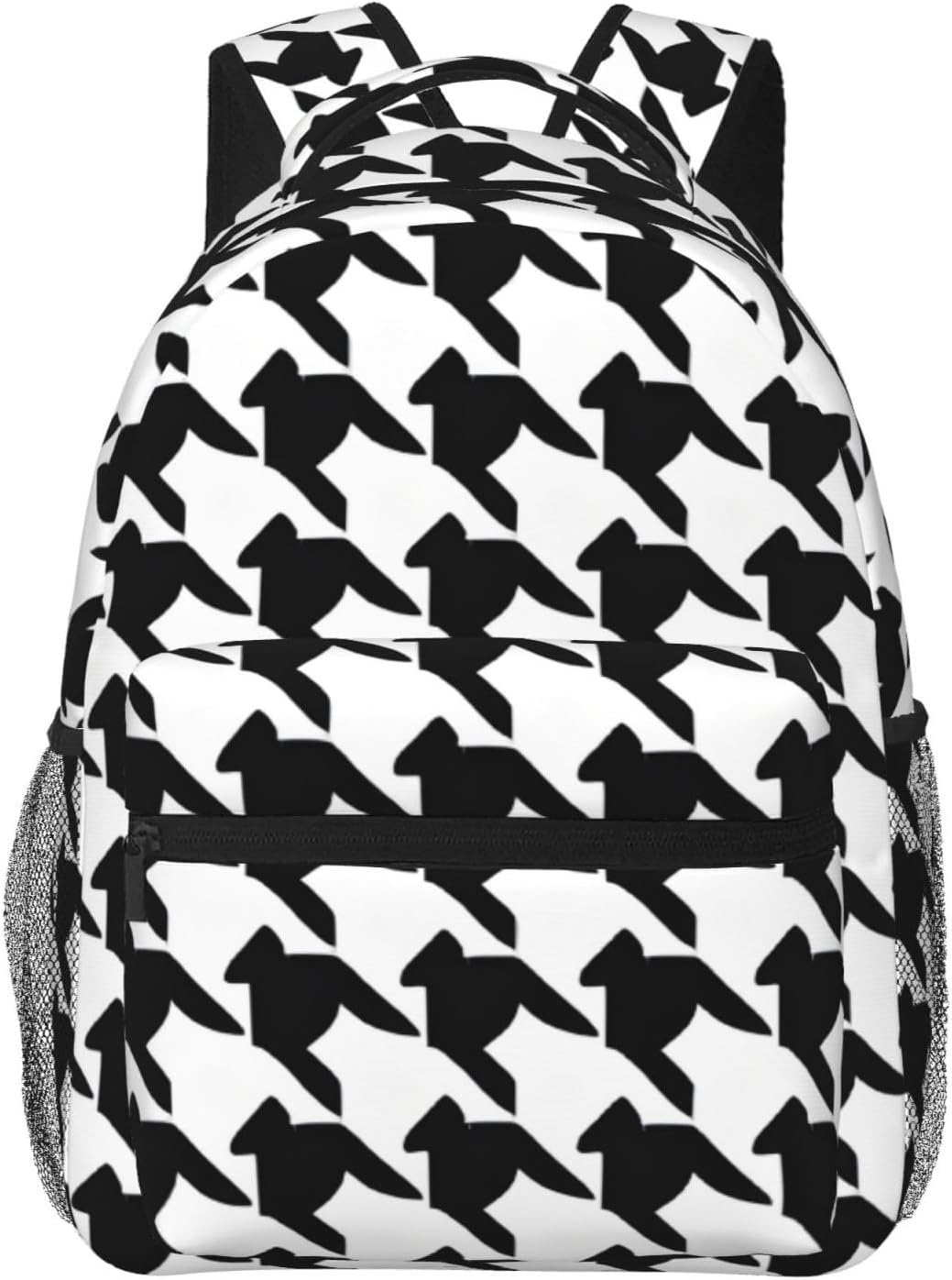 (Houndstooth Black) Laptop Backpack Purse For Women Men Travel Bag Casual Daypack With Compartment And Multiple Pockets
