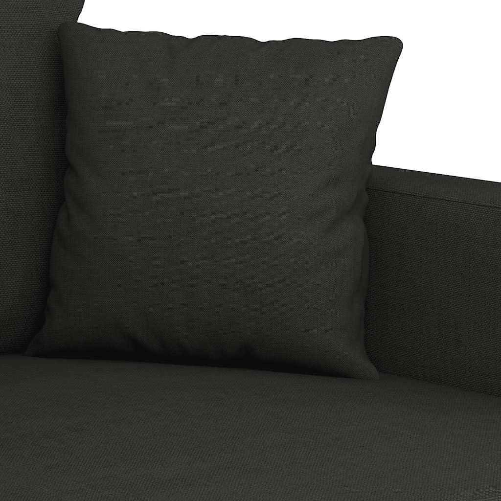 3-Seater Sofa Black 100% Polyester Fabric Living Room Furniture
