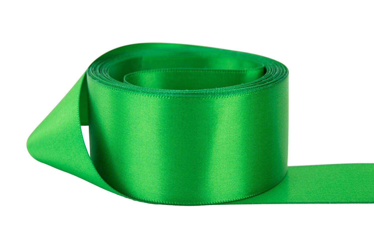 Ribbon Bazaar Double Faced Satin - Premium Gloss Finish - 100% Polyester Ribbon for Gift Wrapping, Crafts, Scrapbooking, Hair Bow, Decorating &amp; More - 1-1/2" Kelly Green 50yd Spool