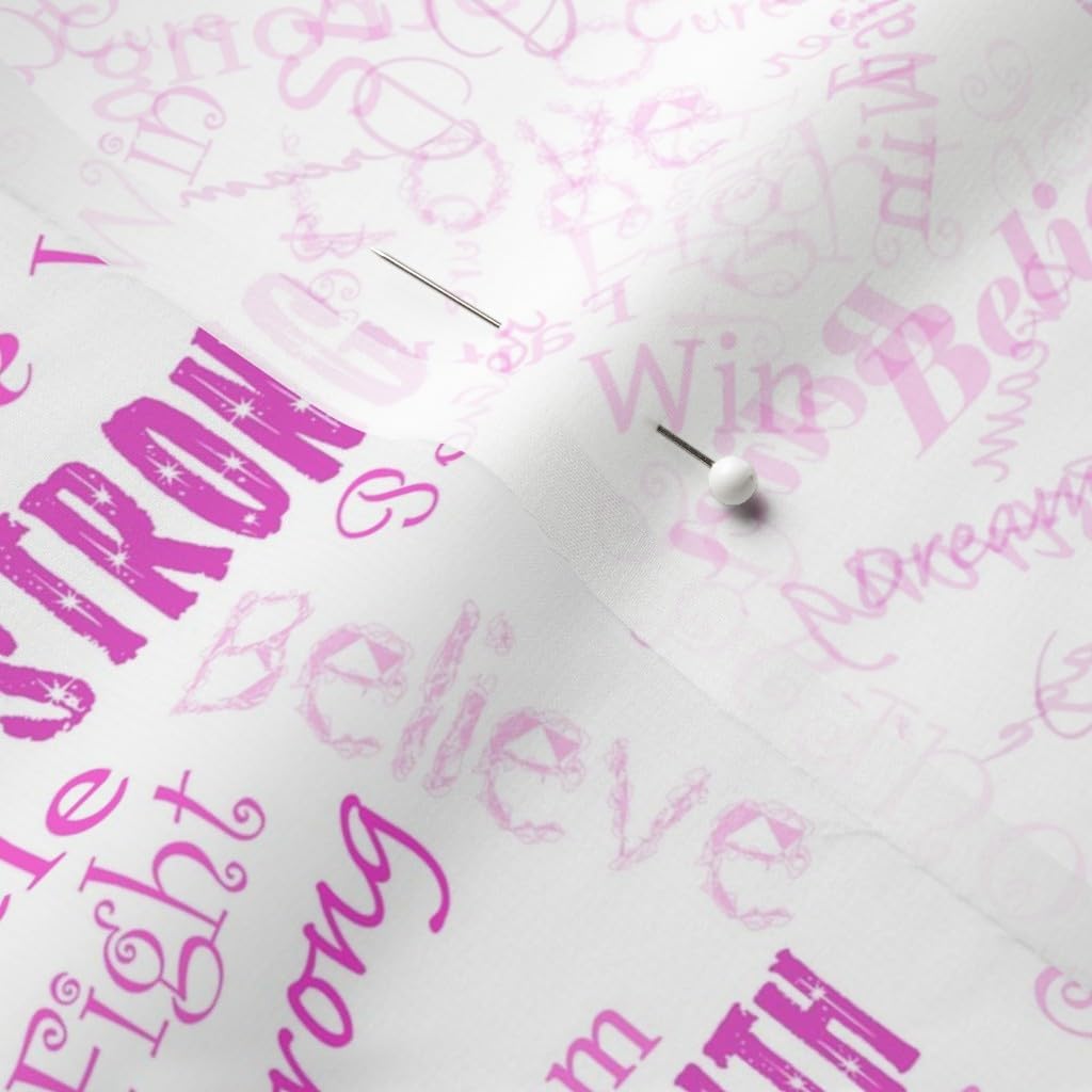 Spoonflower Fabric - Cancer Words Deep Pink Awareness Printed on Chiffon Fabric by The Yard - Sewing Fashion Apparel Dresses Home Decor