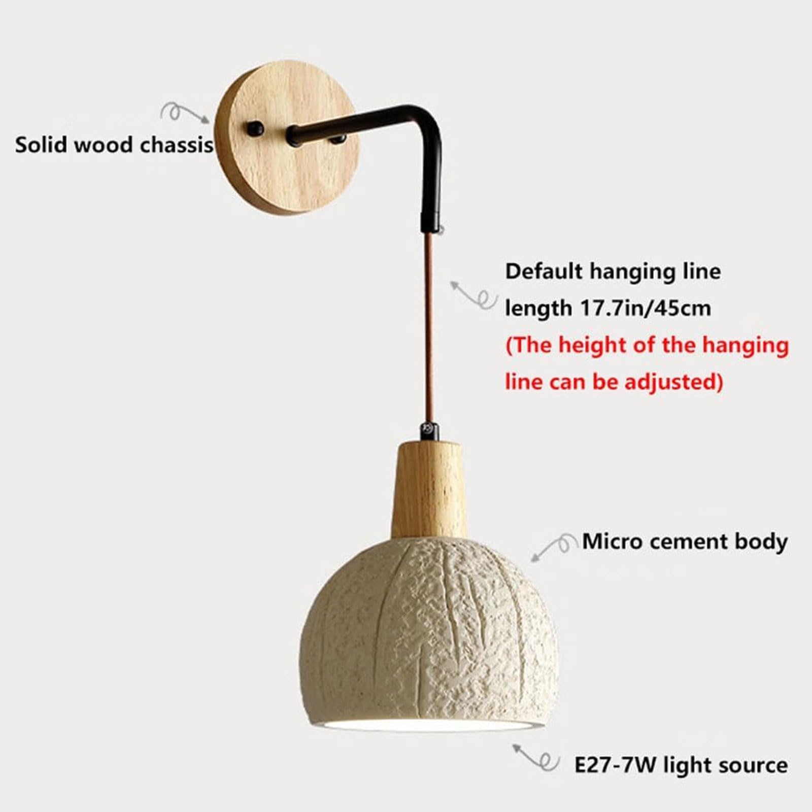 Applique Murale LED, Applique Murale Japonaise en Bois Massif, Style rétro, microciment d'intérieur, pour Salon, Salle à Manger, Chambre à Coucher, Bureau, 1 lot/2 Lots