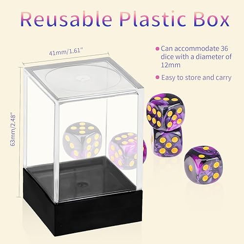 Vista 91 de Juego de 36 dados de 0.472 in de 6 caras de 0.472 pulgadas, juego de dados D6 de colores translúcidos, dados estándar de 6 caras
