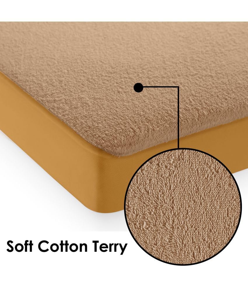 Image of Glassiano Cotton Feel Terry Ultra Soft Waterproof Mattress Protector | Breathable - Hypoallergenic Mattresses Cover with Elastic Strap for King Bed (72x84 inch|6x7 feet, Beige - Pack of 1)