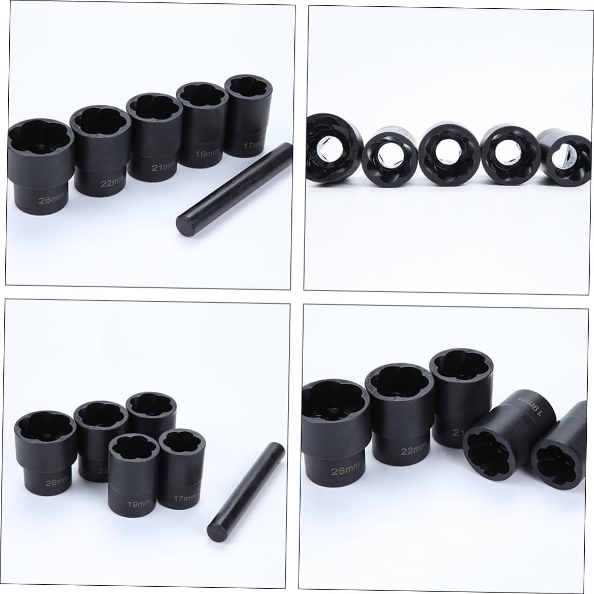 jojofuny 6 PCS Set Estrattori Viti Danniato in Acciaio Vanadio Cassetta Strumenti 17-26mm