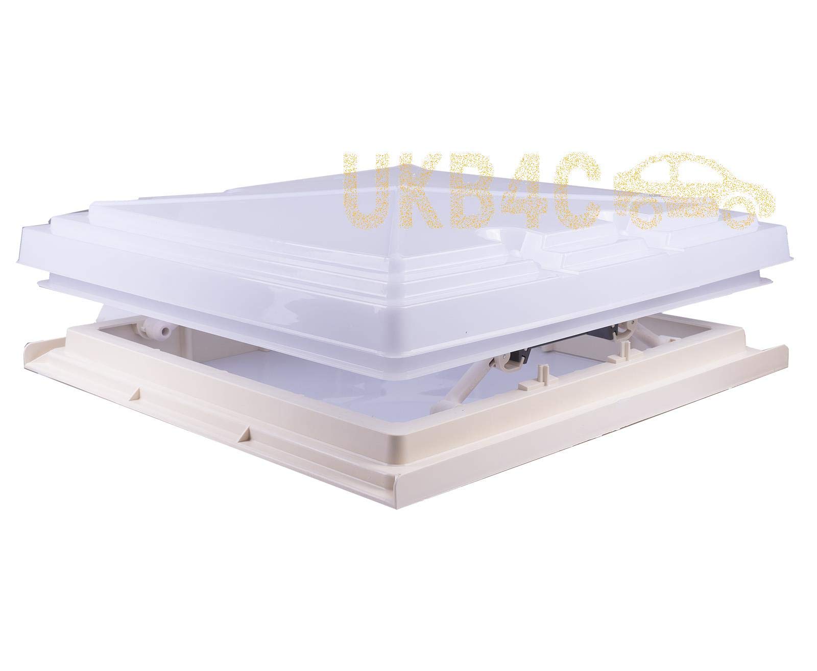 UKB4C 400 x 400mm Replacement Caravan & Motorhome Roof Skylight Vent | Ivory/Cream Flyscreen Rooflight | Double Skin Opaque Dome | 5-Way Opening Roof Vent