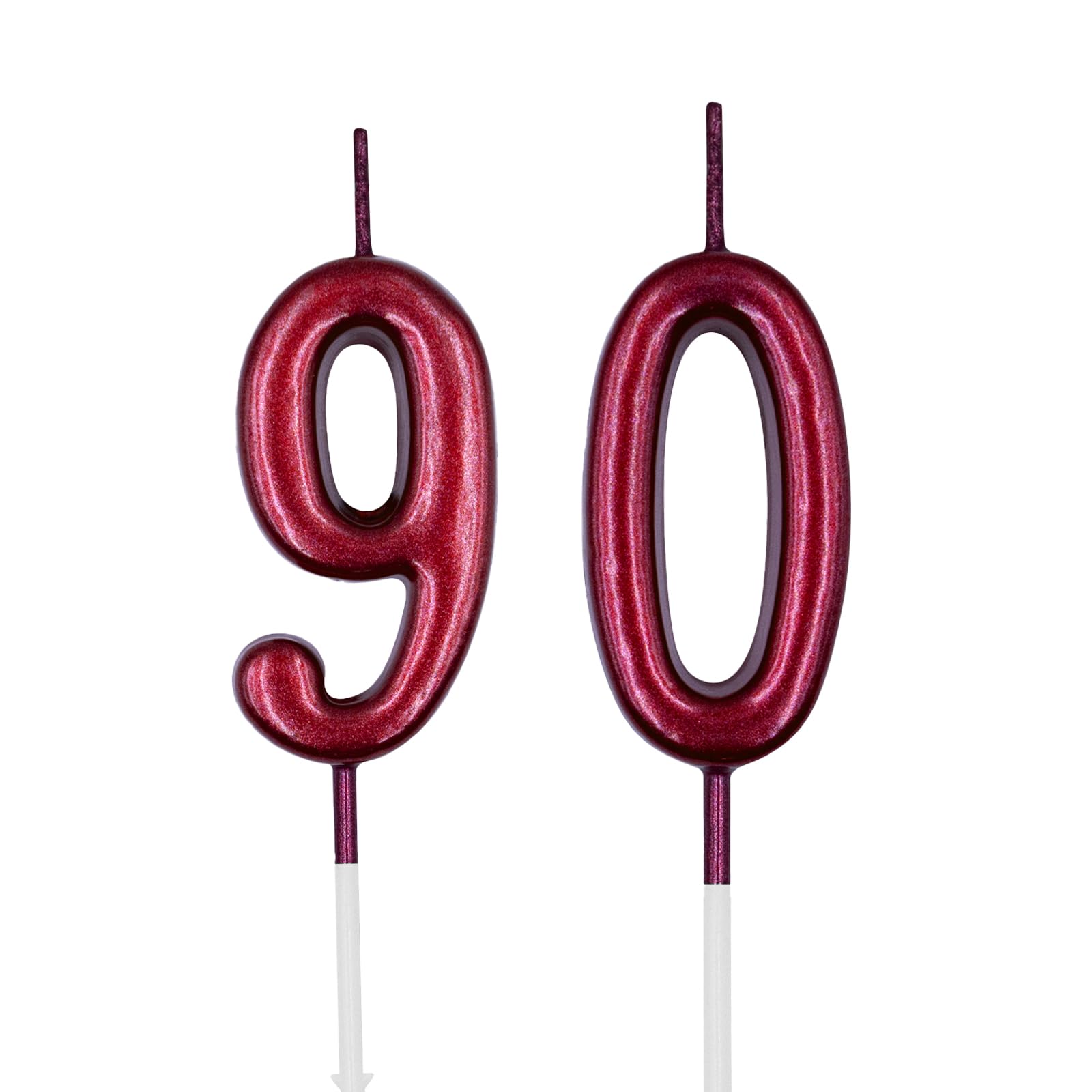 90th Birthday Candles, Red Number 90 Candle for Cake, Happy Birthday Cake Topper Decoration for Birthday Anniversary Celebration Party Supplies