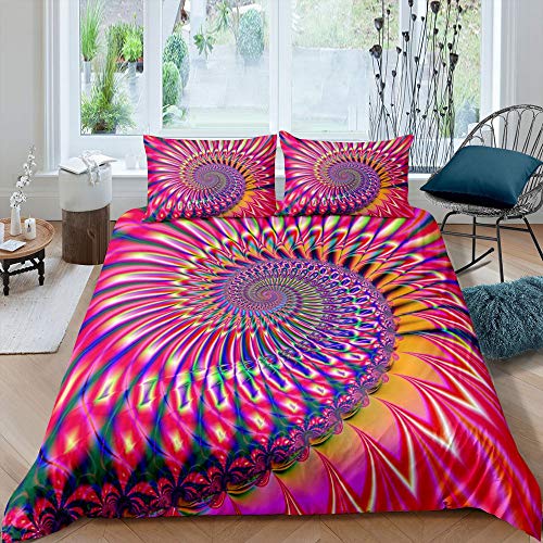 Richhome Spirals Tie Dye Blueberry Bedding Parure de lit pour filles et adultes Super King Tie Tie Bleu Violet Housse confortable pour garçons et filles Psychédélique Tie Dyed Cover