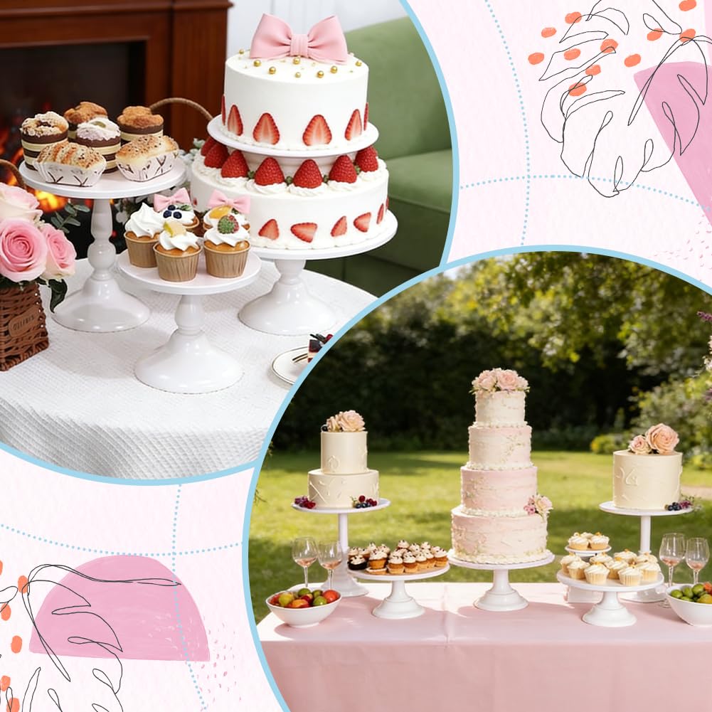 PH PandaHall 3pz Supporti per Torte Bianchi 20/25/30cm Supporti da Esposizione per Tavolo da Dessert in Metallo Esposizione e Vassoio di Servizio per Matrimonio Compleanno Anniversario