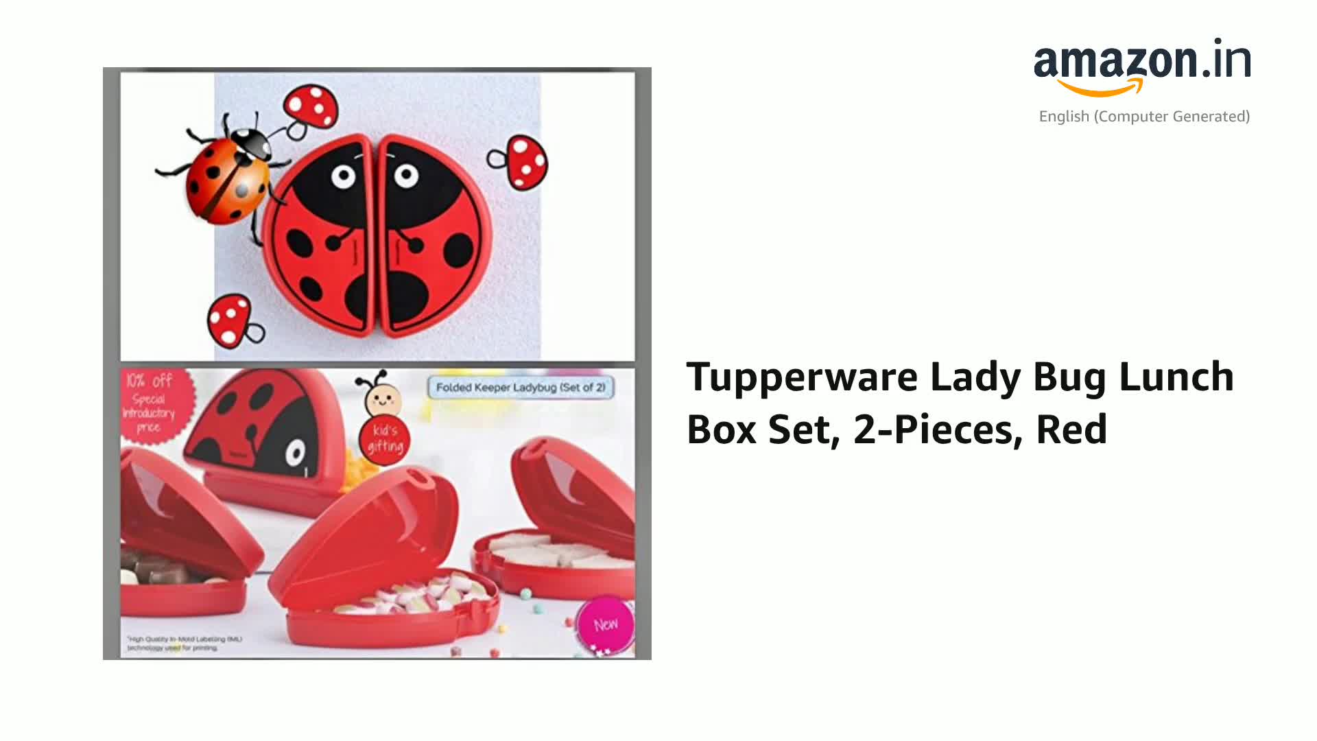 Buy Tupperware Lady Bug Lunch Box Set, 2-Pieces, Red Online at Low