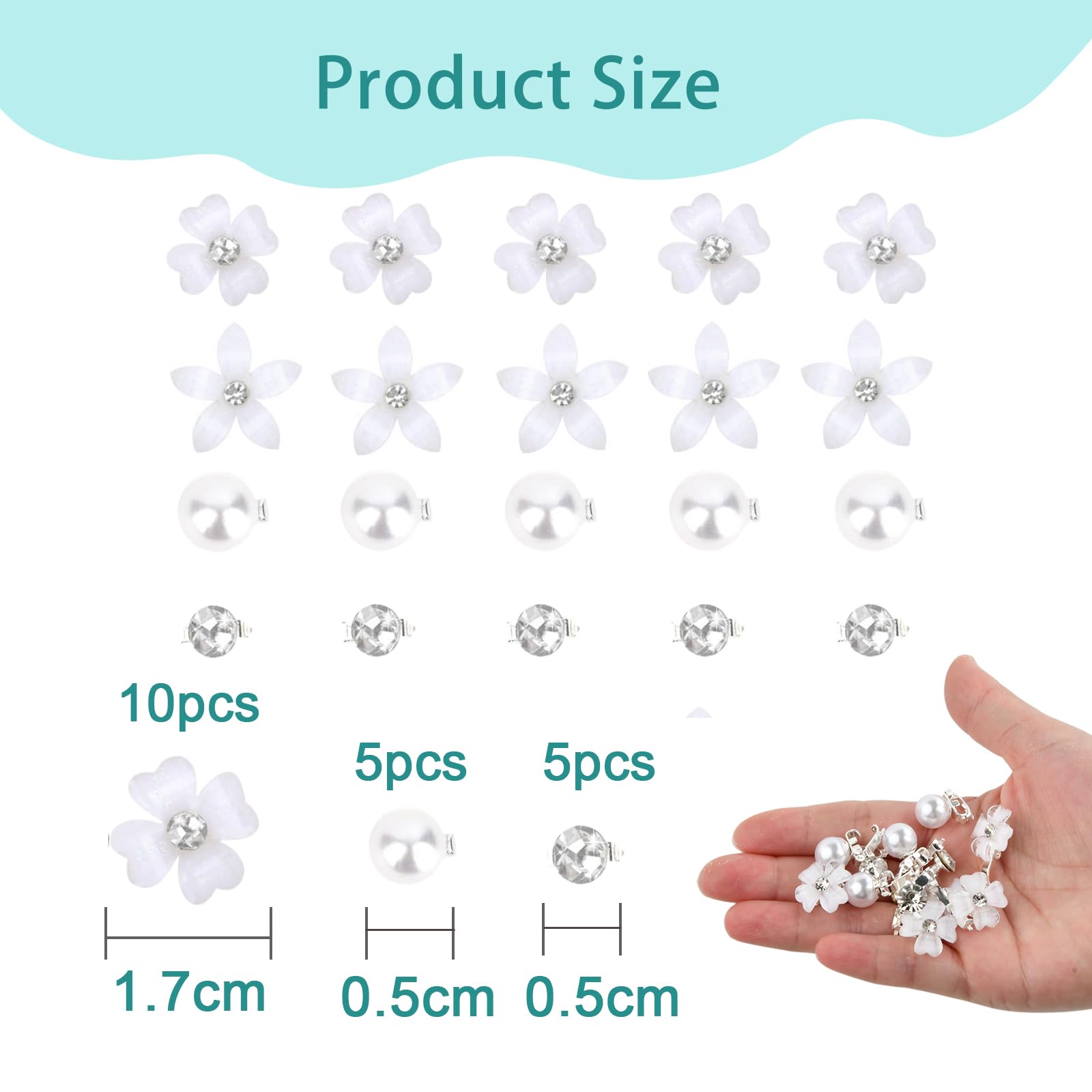20 szt. mini spinek do włosów, małe, urocze klipsy z perłami i kryształkami strasu, małe akcesoria do włosów dla kobiet, dziewcząt, na imprezę, ślub, codzienne, mieszane