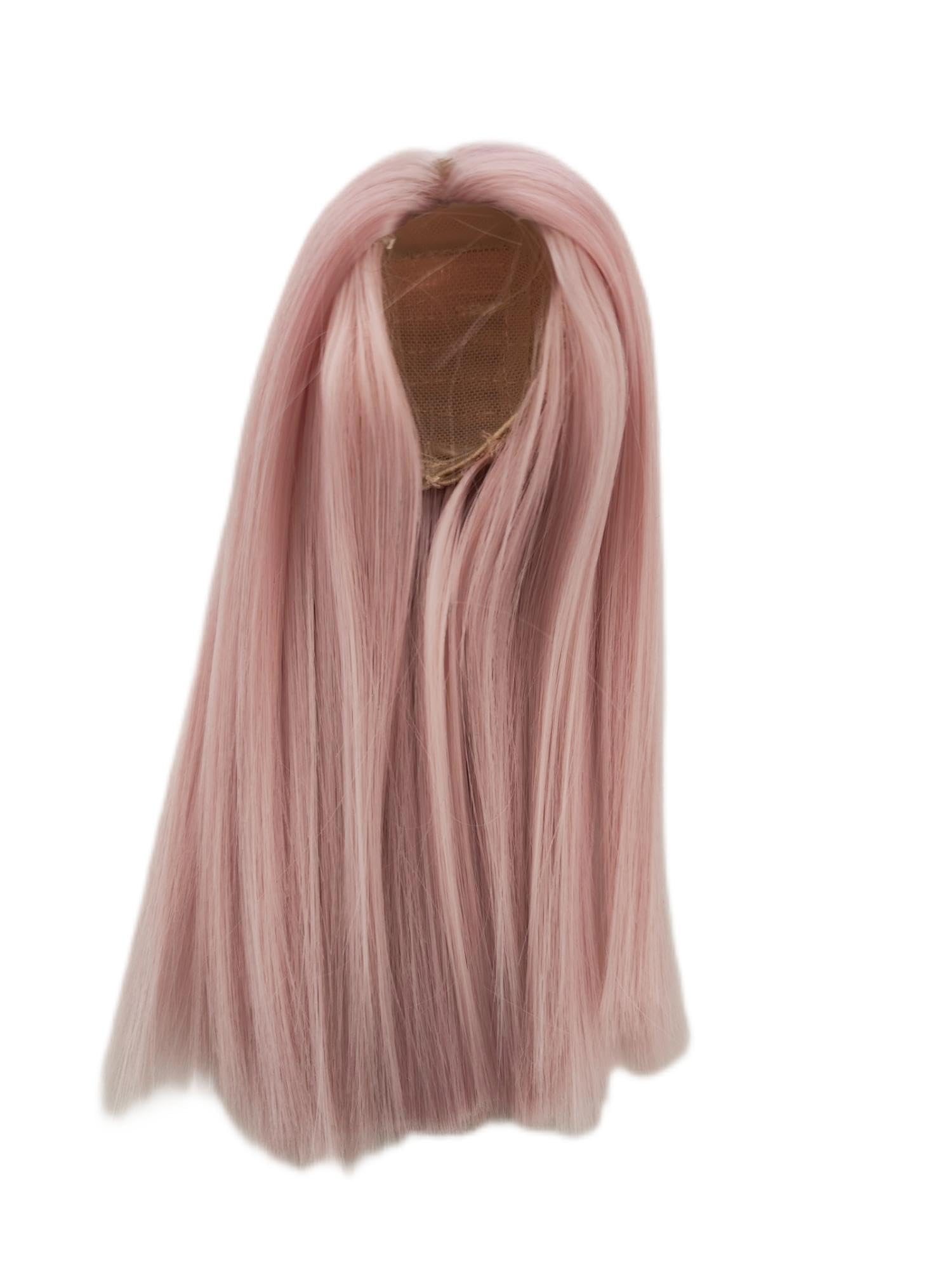 1/8 Head Circumference 5.5-6inch (14-15cm) bjd Doll Hair high Temperature Fiber Medium Parting Long Straight Wig Grey Pink